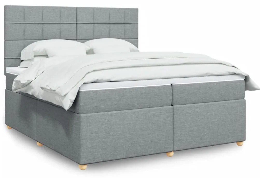vidaXL Cama com molas/colchão 200x200 cm tecido cinza-claro