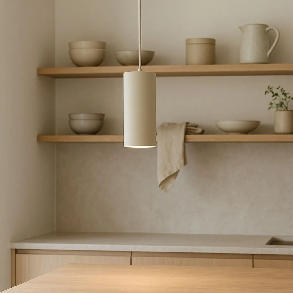 Candeeiro Pendente Moderno Bege GU10 50mm Redondo - Tubo