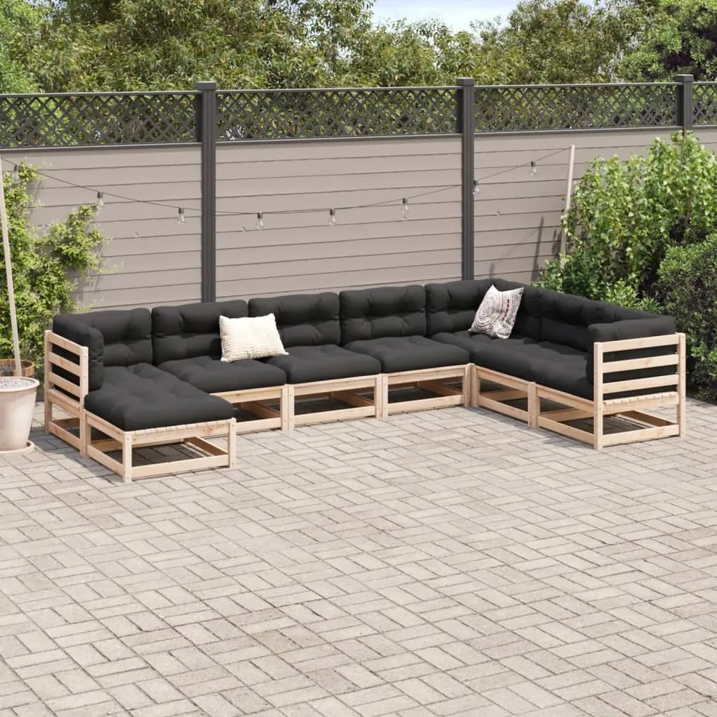8 pcs conjunto sofás de jardim pinho maciço