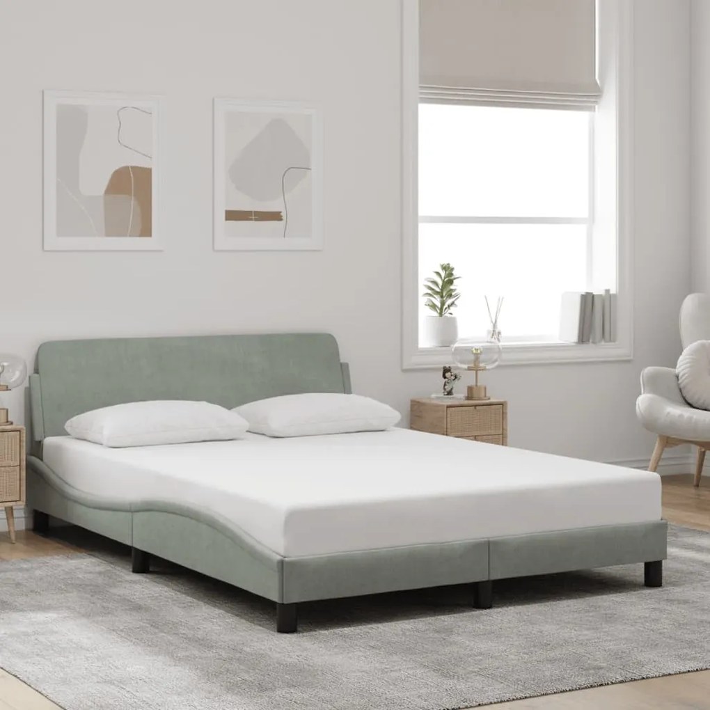 Estrutura de cama sem colchão 140x200 cm veludo cinzento-claro