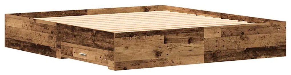 Cama com Gavetas vidaXL Madeira Velha 180x200 cm Madeira de Engenharia