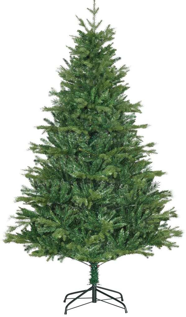 HOMCOM Árvore de Natal Artificial 180cm com 1443 Ramos Folhas de PVC Base Dobrável e Suporte Metálico Verde
