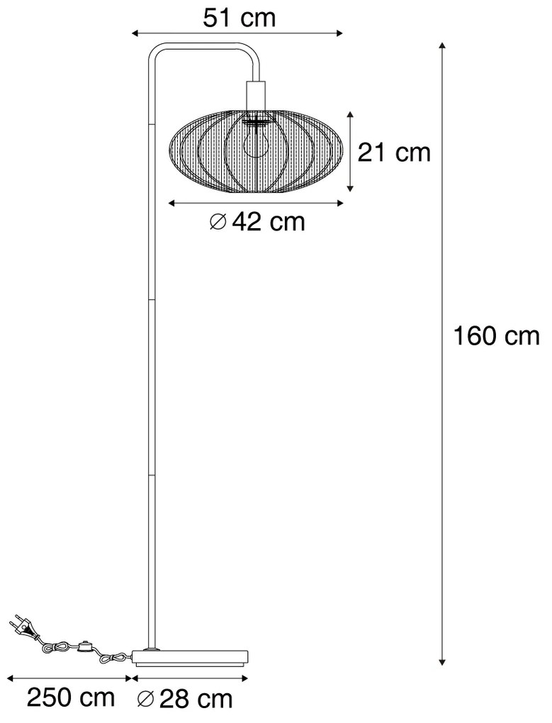 Candeeiro de pé Japandi bege com abajur de tecido creme - Bida Japandi