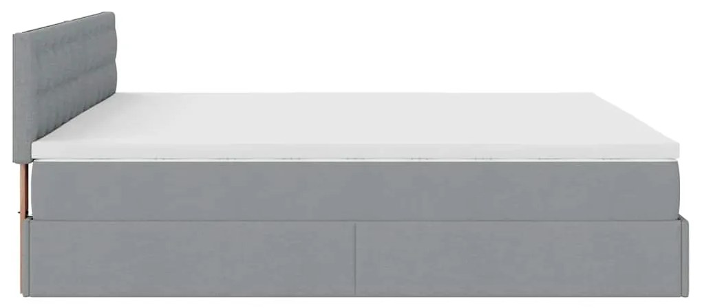 Cama Otomana com colchão &amp; LEDs 180x200cm tecido cinzento claro