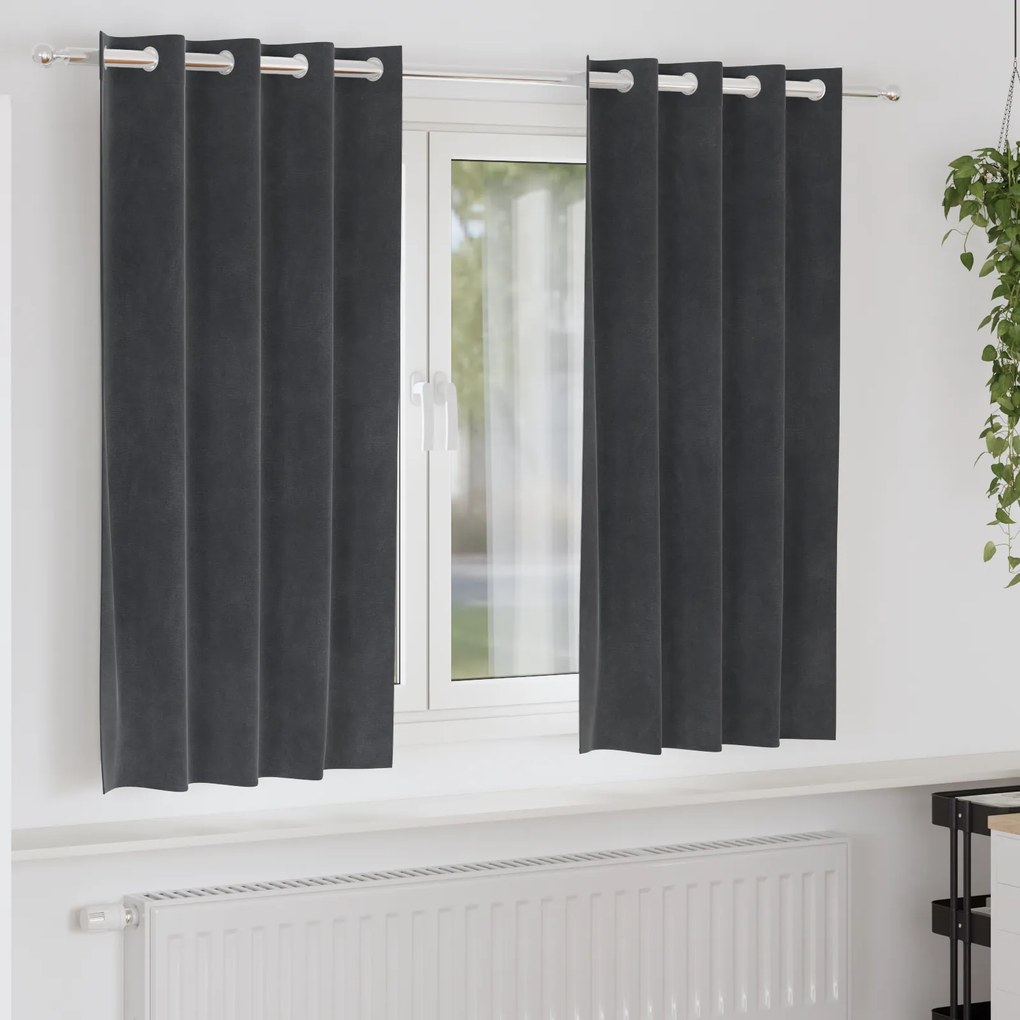 Cortinas Blackout vidaXL com Ilhós 2 pcs Veludo Cinza Claro