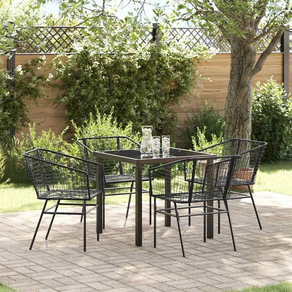 vidaXL Conjunto de Jantar de Jardim com 5 Peças em Rattan Sintético Preto.