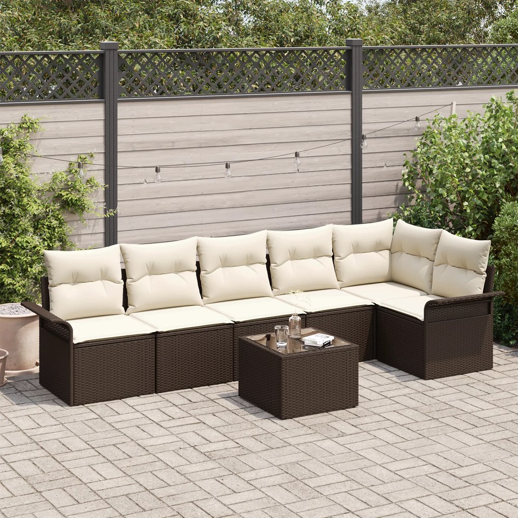 Conjunto de Sofá de Jardim vidaXL de 6 Peças com Almofadas Rattan Poli