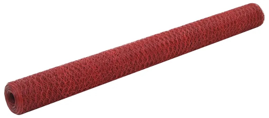 143315 vidaXL Cerca arame galinheiro 25x1,5m aço c/ revestimento PVC vermelho