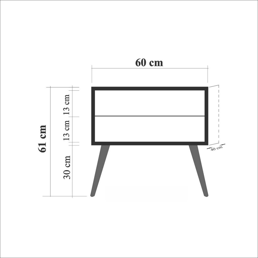 Mesa de Cabeceira Two – Carvalho Sonoma – 60 cm x 61 cm x 40 cm
