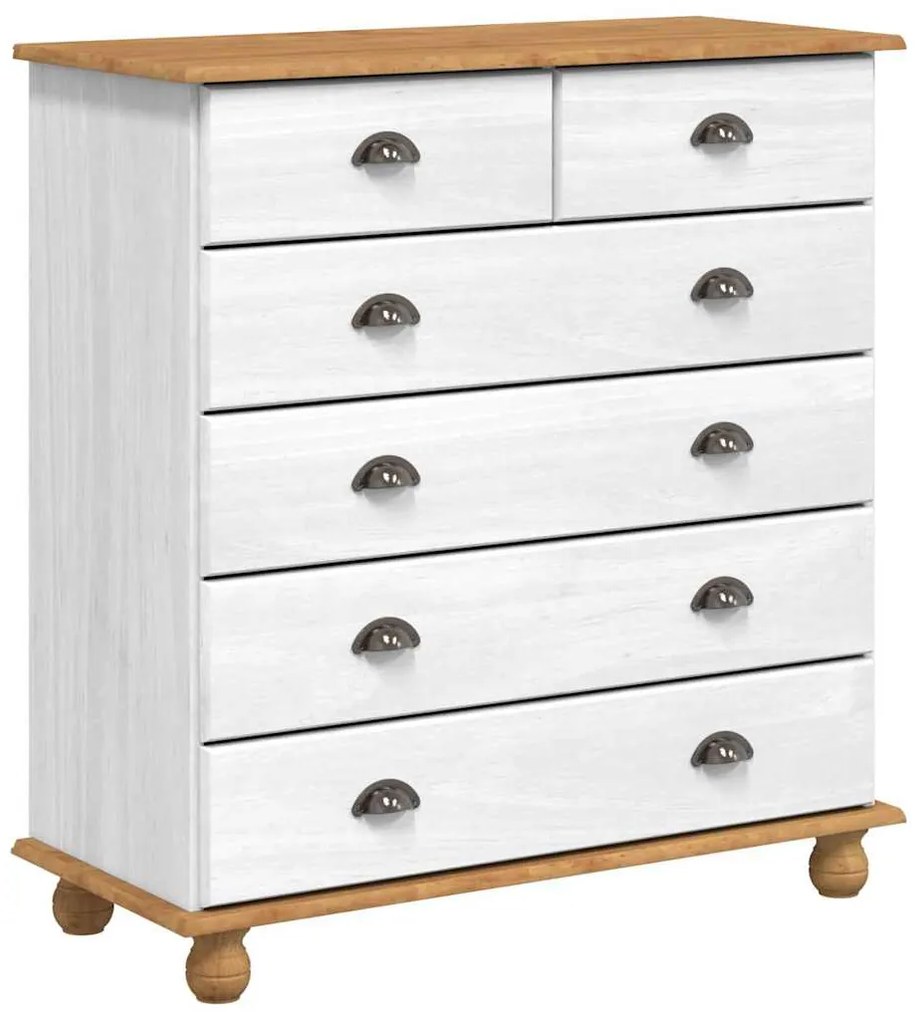 Cômoda "ASKIM" Branca 91x40x95,5 cm Madeira Sólida de Pinho