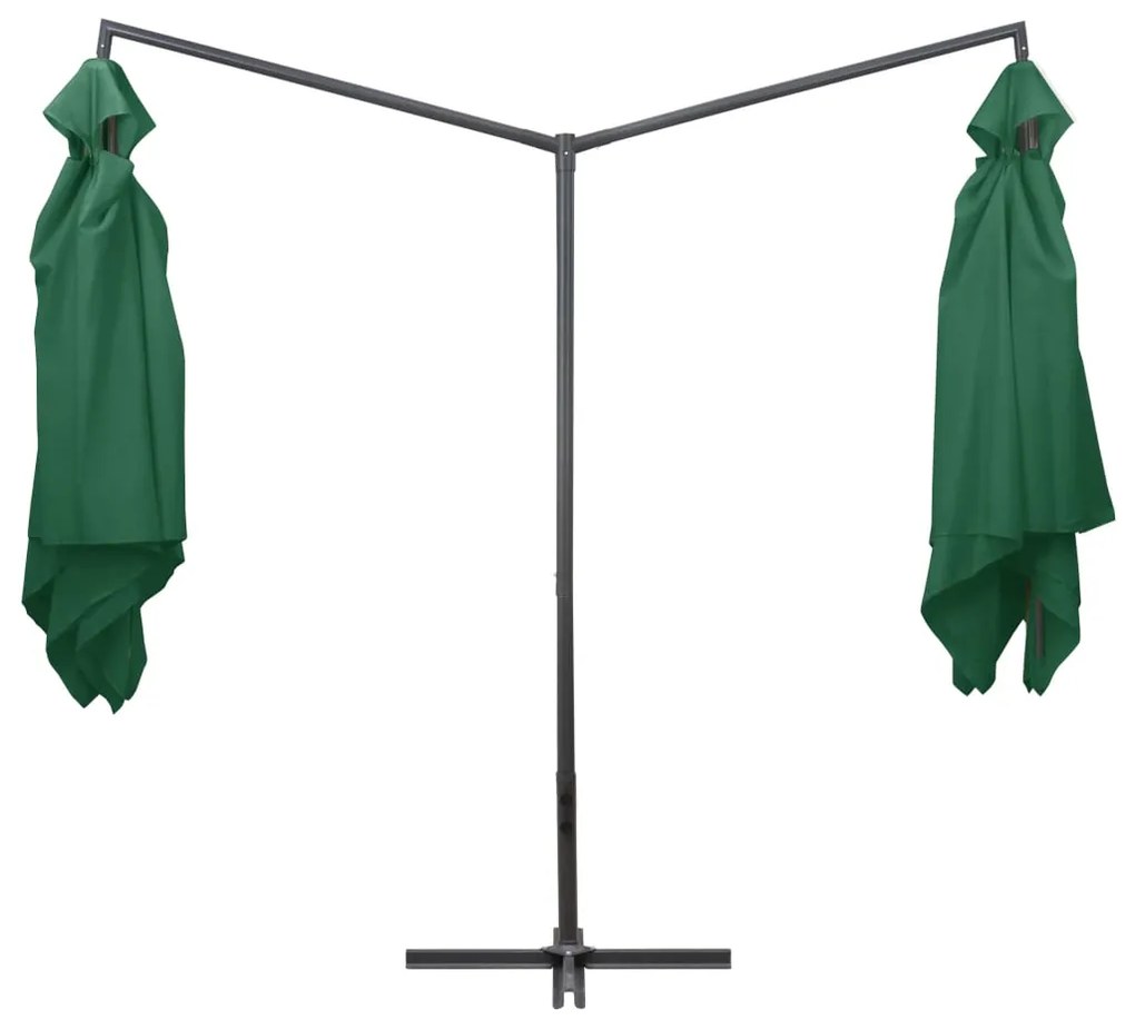 Guarda-sol duplo com mastro de aço 250x250 cm verde