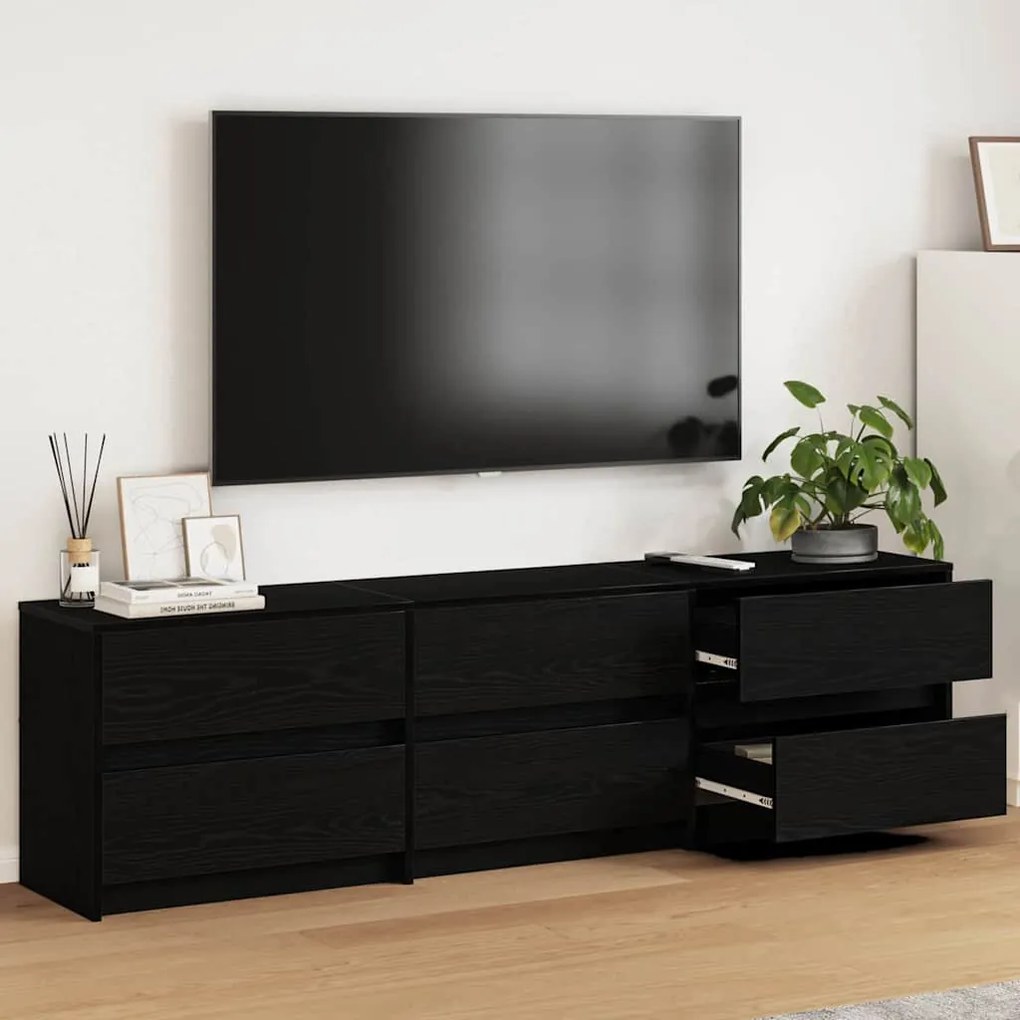 vidaXL Unidades de TV 2 pcs Carvalho Preto 180 x 34 x 50 cm