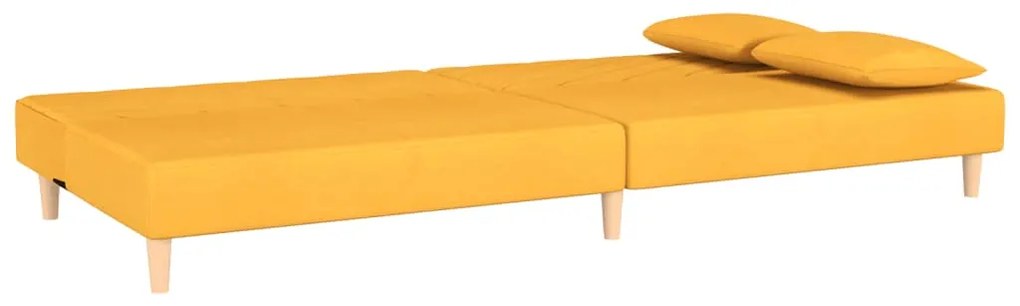 Sofá-cama 2 lugares com duas almofadas tecido amarelo