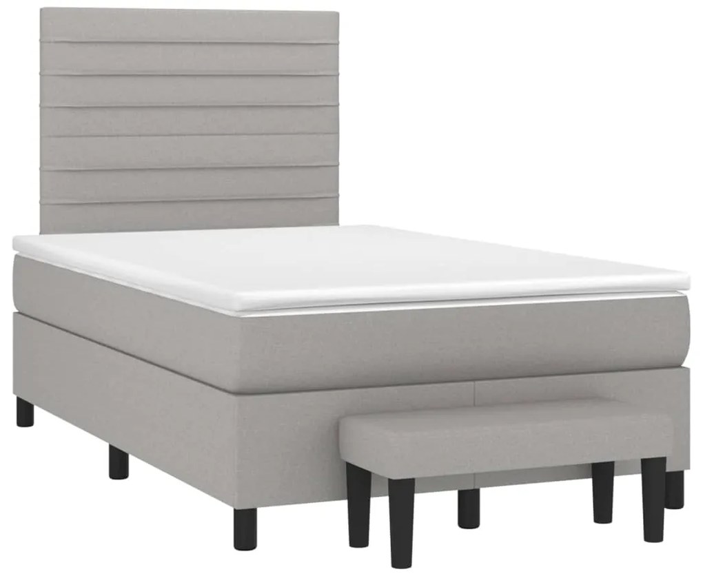 Cama com molas/colchão 120x200 cm tecido cinza-claro