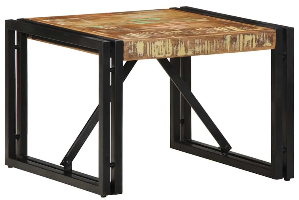 Mesa de centro multicor 50x50x35 cm madeira maciça recuperada