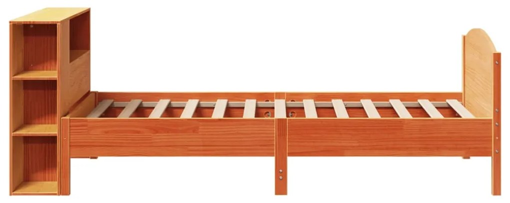 Cama com estante sem colchão 90x200cm pinho maciço castanho-mel