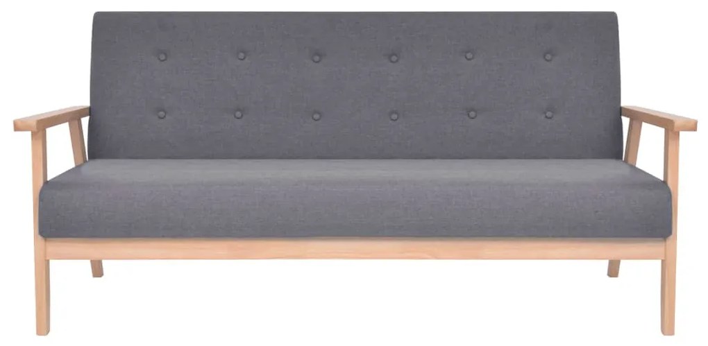 Conjunto de sofás 3 pcs tecido cinzento-escuro