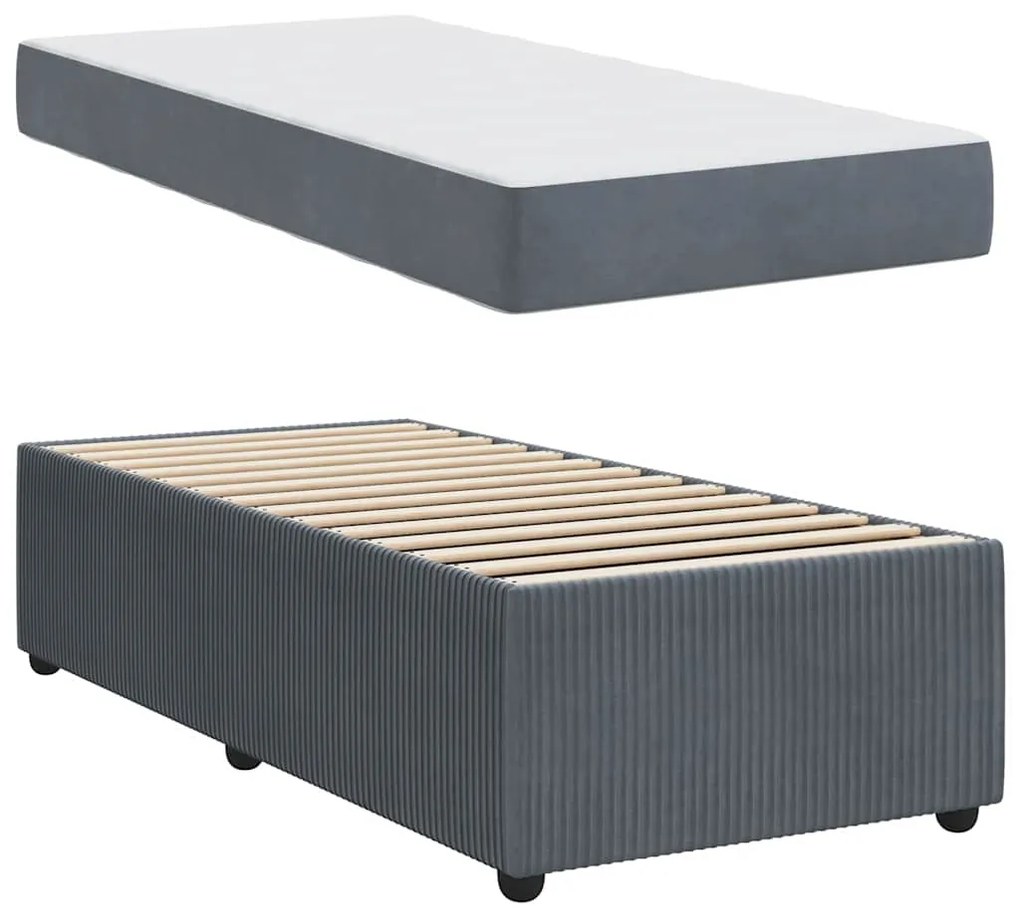 Estrutura de cama com colchão Cinzento escuro 90 x 190 cm