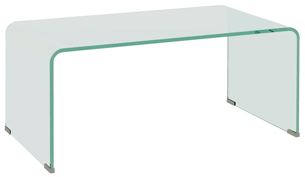 HOMCOM Mesa de Centro em Vidro Mesa de Centro Retangular estilo Moderno em Vidro Temperado Bordas Arredondadas Seguras Transparente | Aosom Portugal