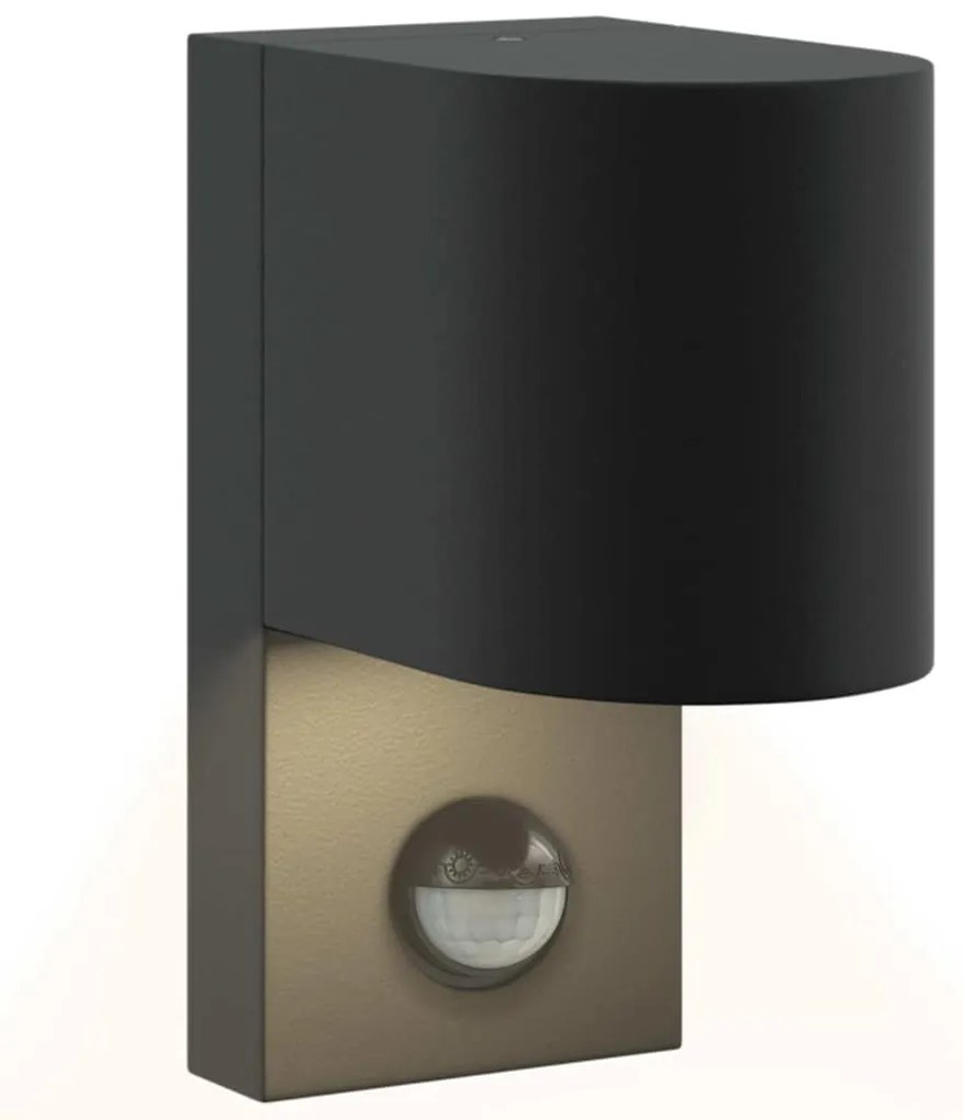 Luzes de Parede Externas com Sensor 2 pcs Preto Aço Inoxidável IP44