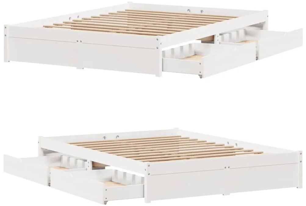 Cama sem colchão 160x200 cm madeira de pinho maciça branco