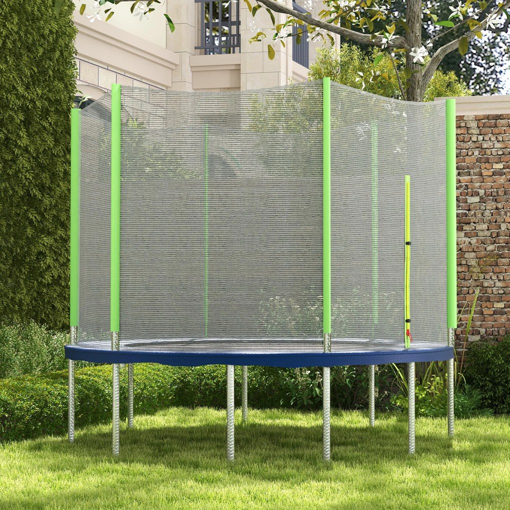 Rede de Segurança para Trampolim Ø244 cm (NÃO INCLUIDO) Rede de Substituição de Trampolins com Fecho de Correr para 6 Postes Verde