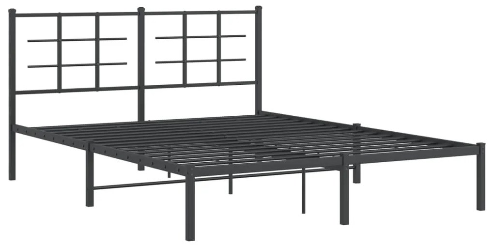 Estrutura de cama em metal com cabeceira 150x200 cm preto
