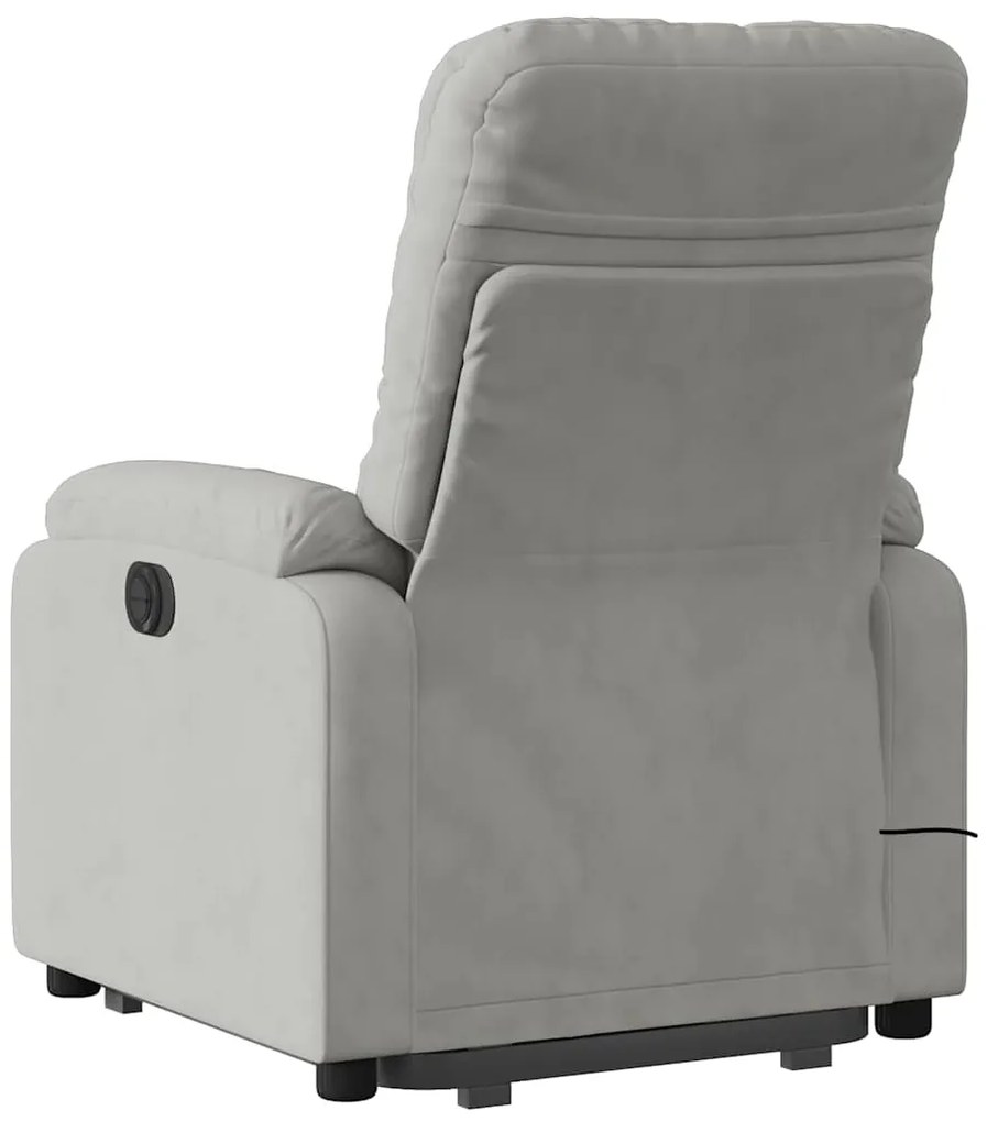 Poltrona massagens elétrica elevatória microfibra cinza-claro