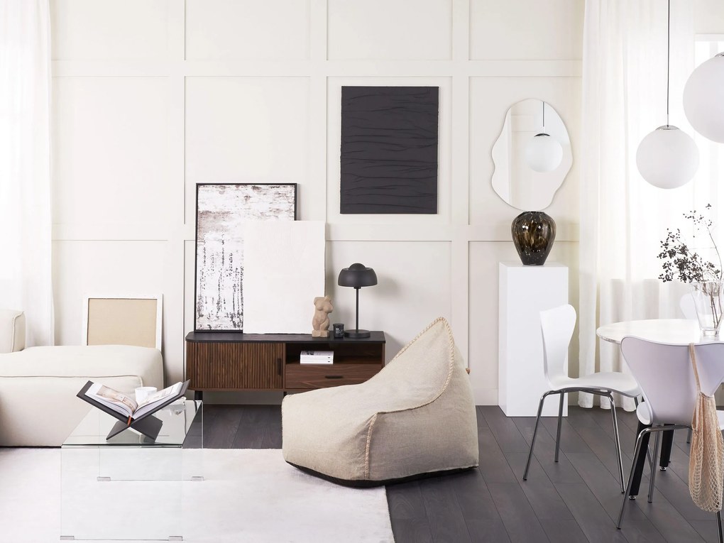 Pufe poltrona creme LINEN DROP Beliani