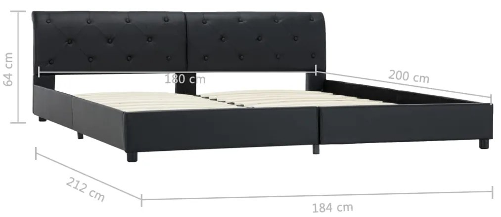 Estrutura de cama 180x200 cm couro artificial preto