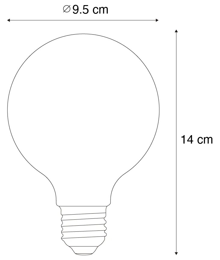 Lâmpada LED inteligente E27 regulável G95 vidro fumê 4,9W 150lm 1800K