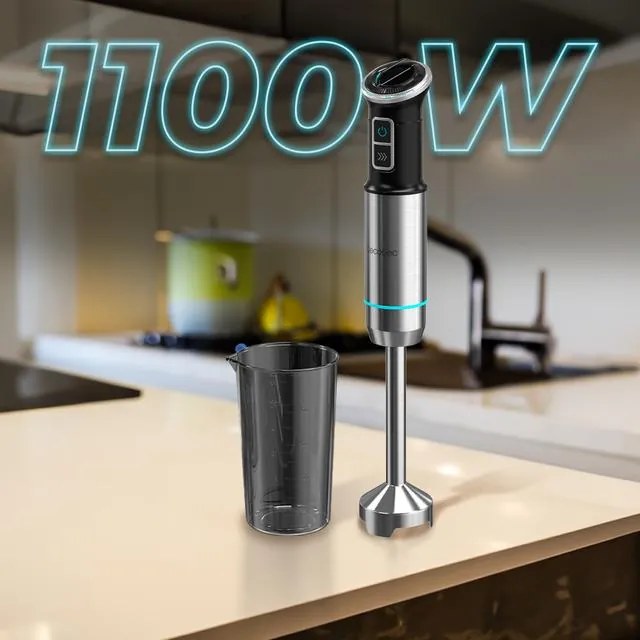 Varinha mágica Power Neutron 1100MAX com potência máxima de 1100 W, tecnologia Crossblades com lâminas de 4 folhas com revestimento de titânio preto,