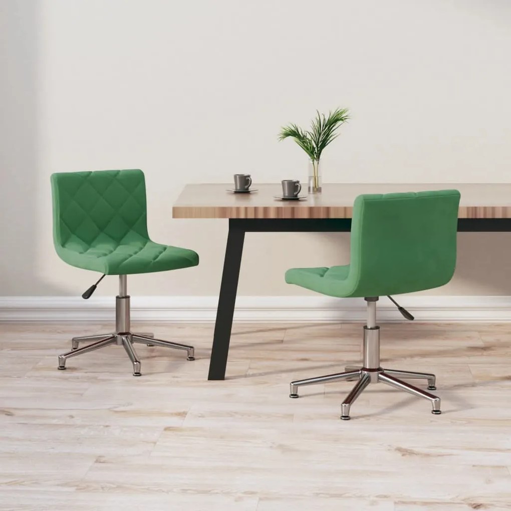 vidaXL Cadeiras de jantar giratorias 2 pcs veludo verde-escuro