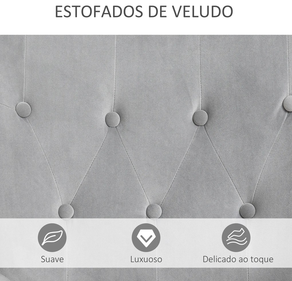 HOMCOM Poltrona Individual Estofada em Veludo Poltrona com Encosto Alto Apoio para os Braços e Pés de Madeira de Faia para Sala de Jantar Cozinha 68x75,5x104,5cm Cinza