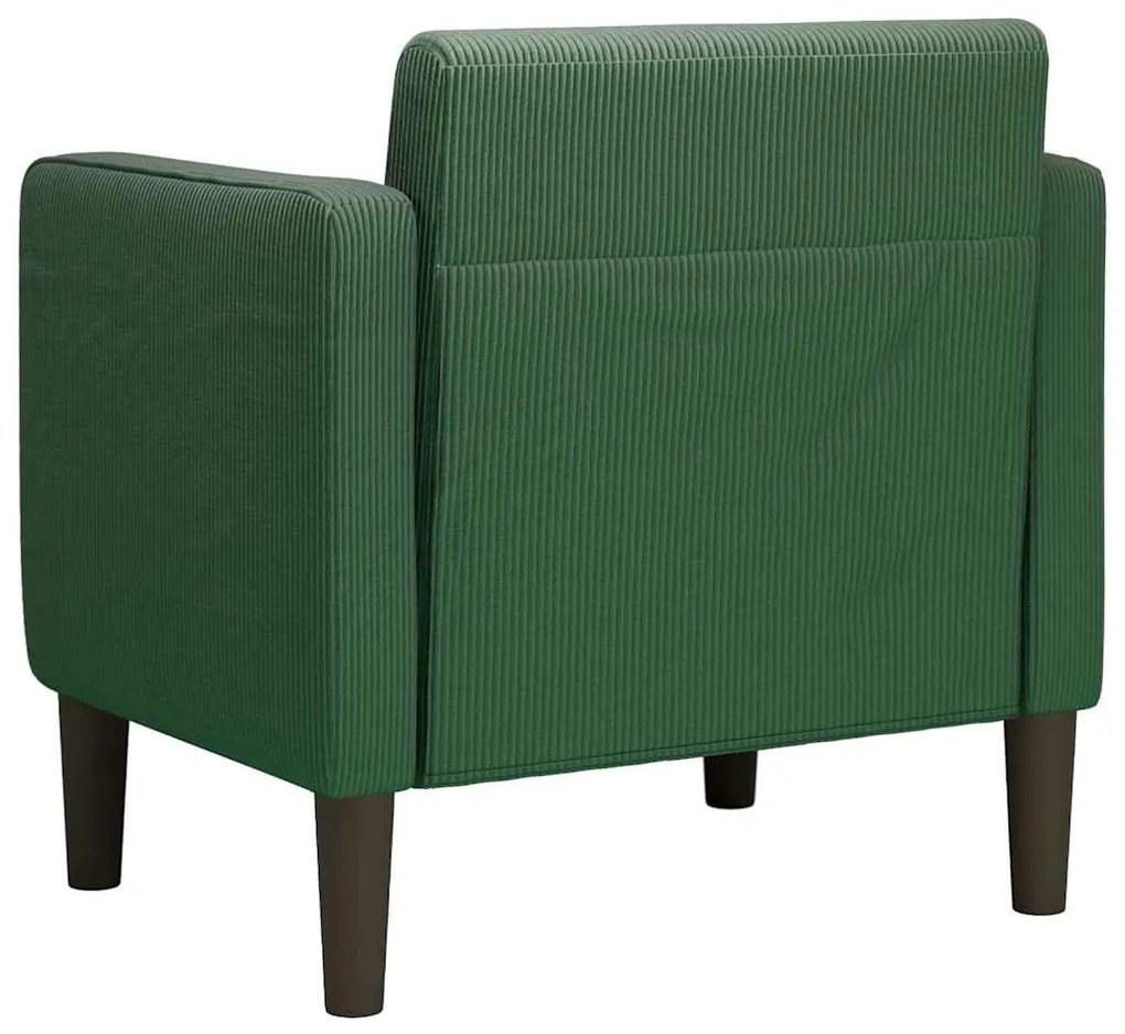 Poltrona com apoio de braços 54 cm tecido corduroy verde escuro
