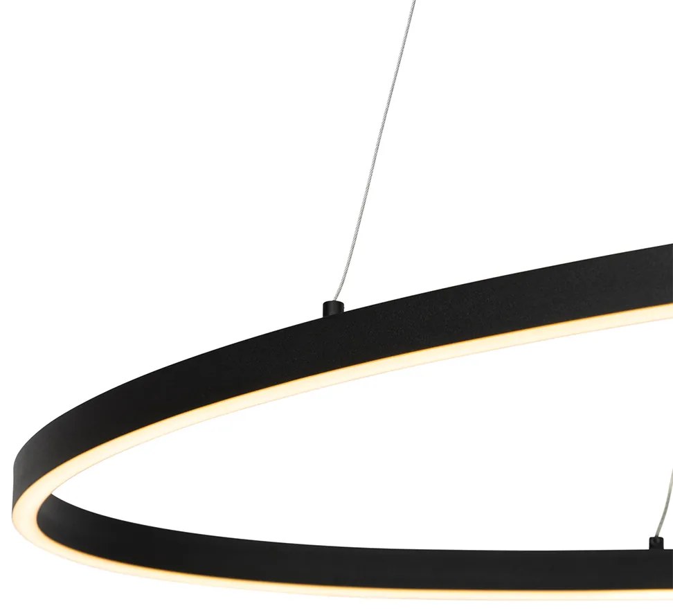 Candeeiro de suspensão design oval preto com LED regulável em 3 níveis - Ovallo