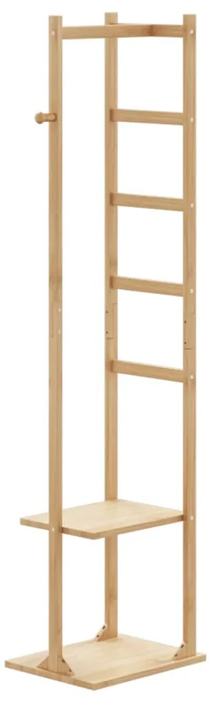 Cabide com ganchos e prateleiras 38,5x30x156 cm bambu