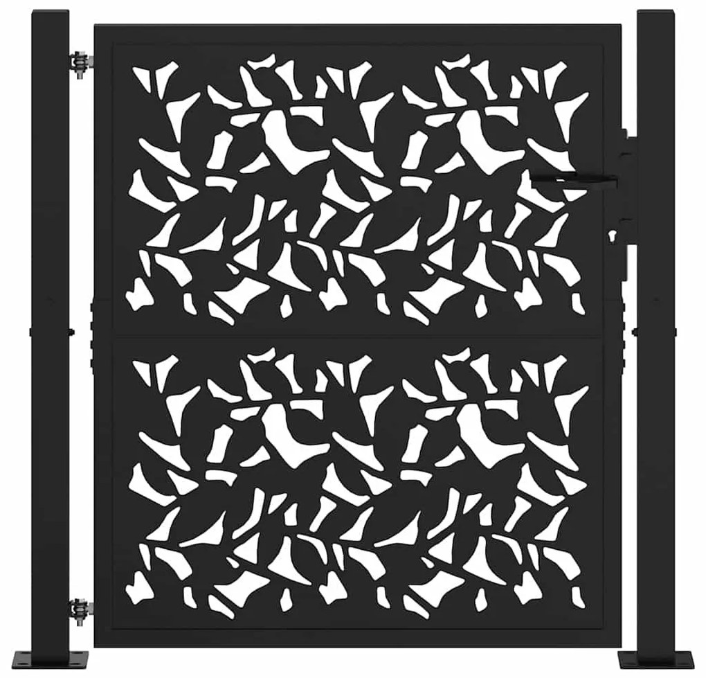 Portão de jardim 105x106 cm design em folha de aço preto
