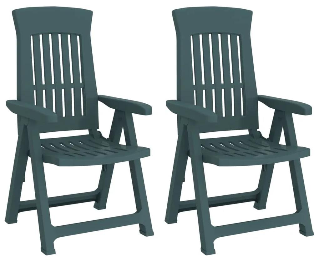 Cadeiras de jardim reclináveis 2 pcs PP verde