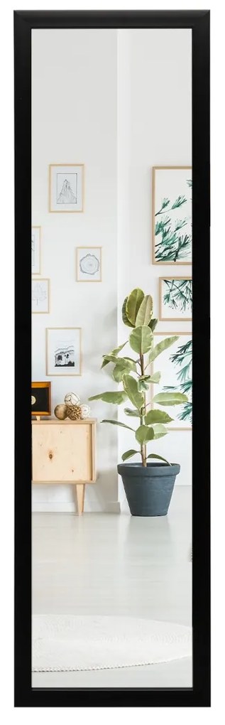 Espelho de porta/parede de corpo inteiro com ganchos Espelho para quarto, sala de estar e vestiário 33 x 119 cm preto