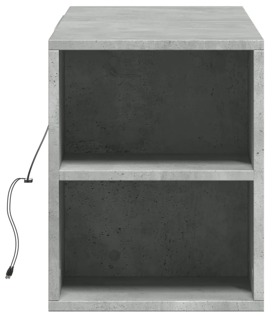 Móvel de parede p/TV c/luzes LED 135x31x39,5cm cinzento cimento