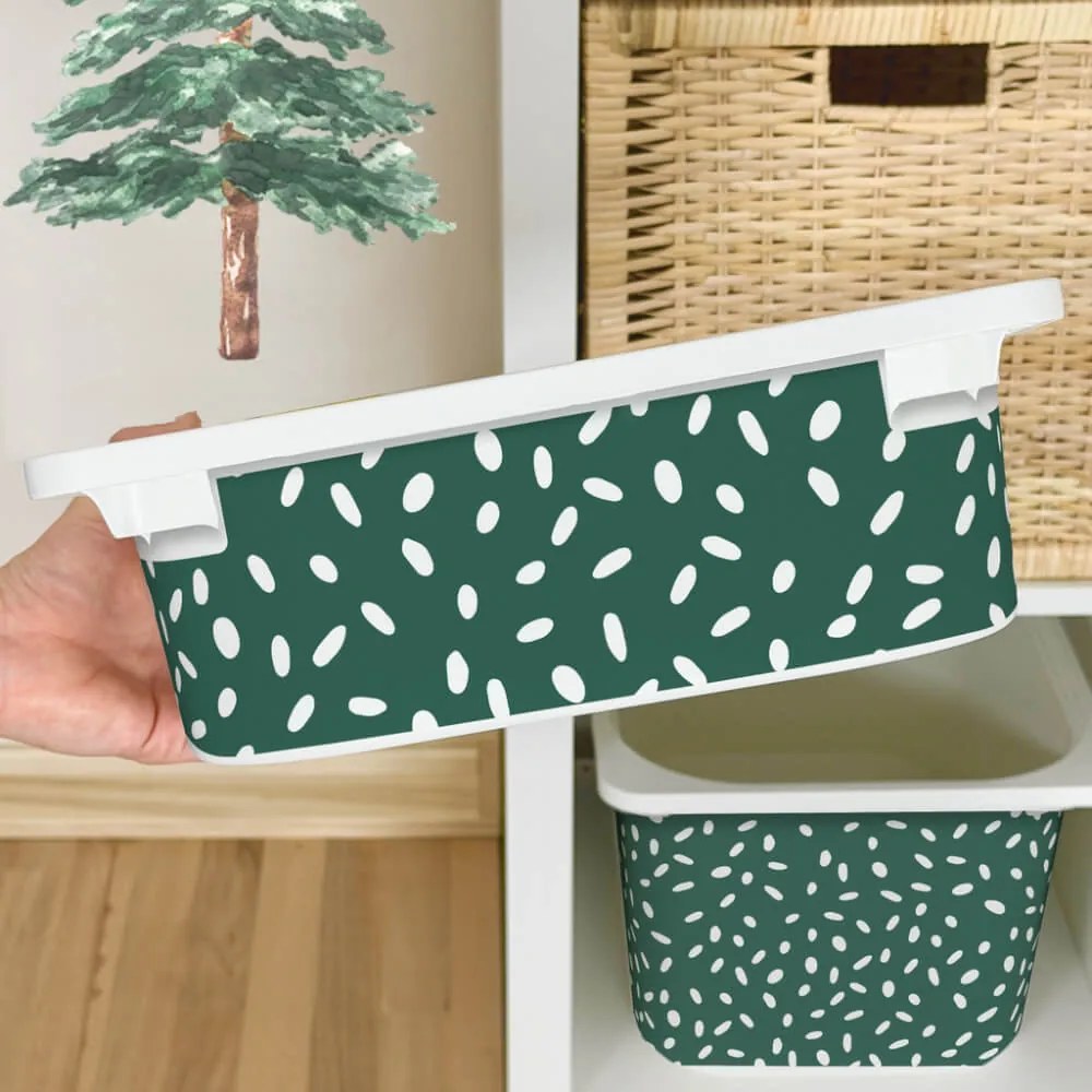 Autocolante para caixa IKEA TROFAST - Padrão BOHO verde musgo