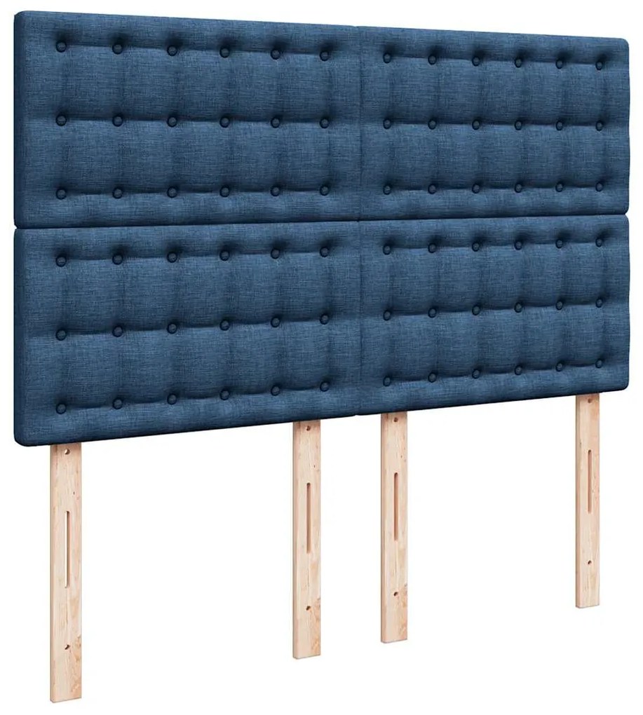 Cama com molas/colchão 160x200 cm tecido azul