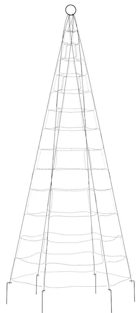 Árvore de Natal LED no mastro 200 LEDs branco quente 180 cm