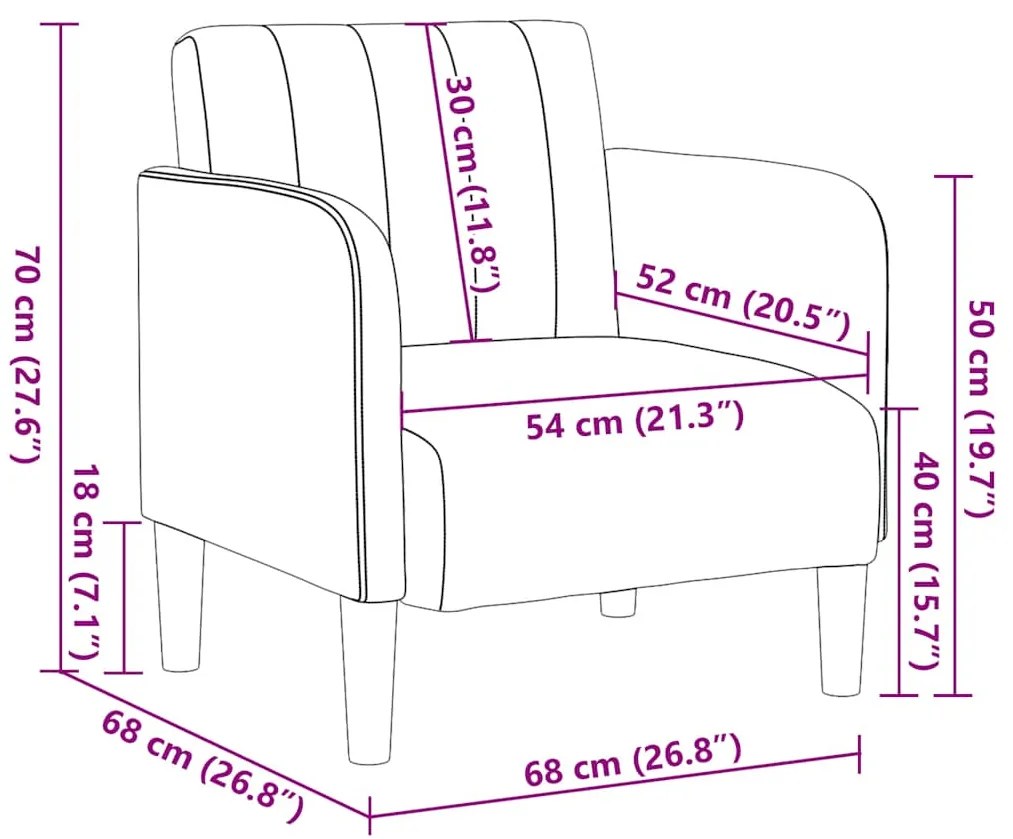 Poltrona com apoio de braços 54 cm veludo cinzento-escuro