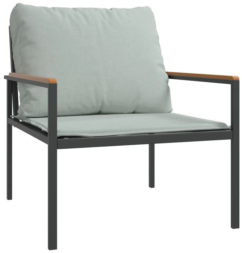 3 pcs conjunto lounge de jardim com almofadões aço antracite