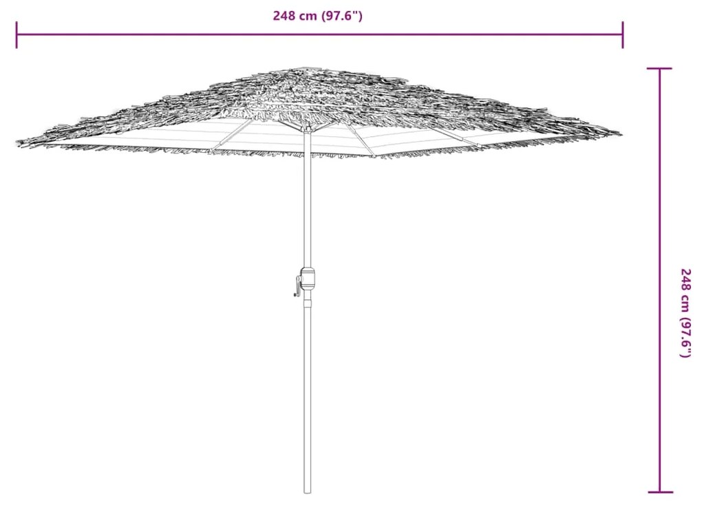 Guarda-sol de jardim com poste de aço 248x248x248 cm branco