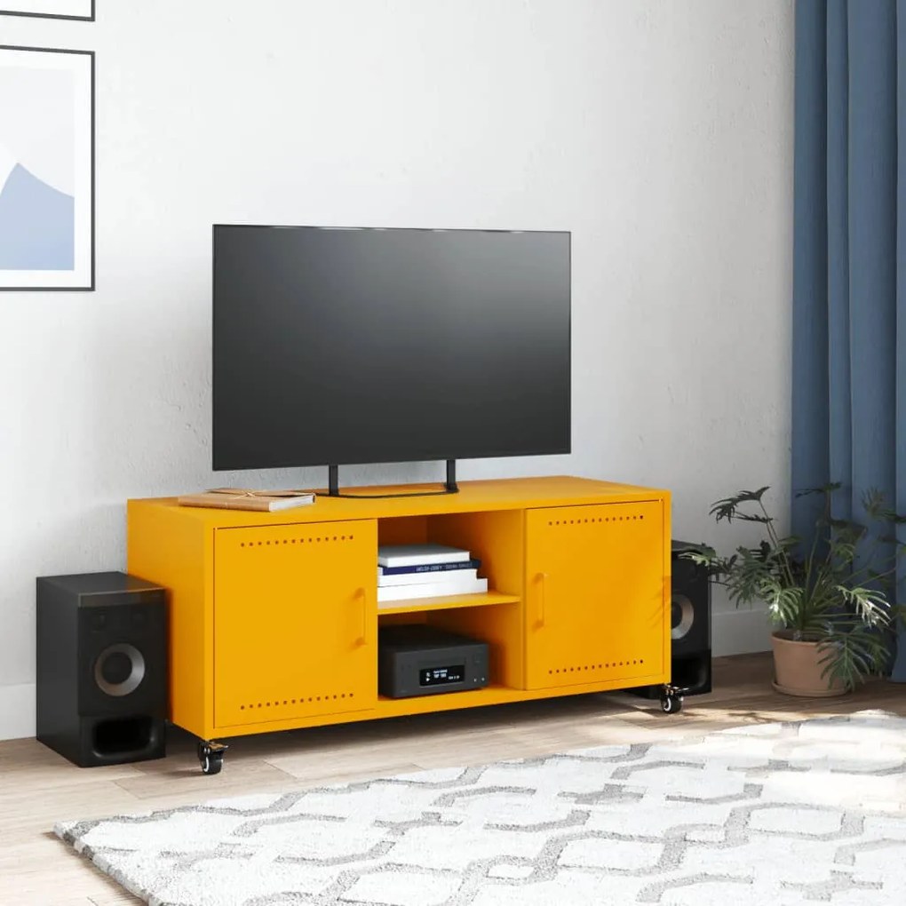 Móvel de TV 100,5x39x43,5 cm aço amarelo mostarda