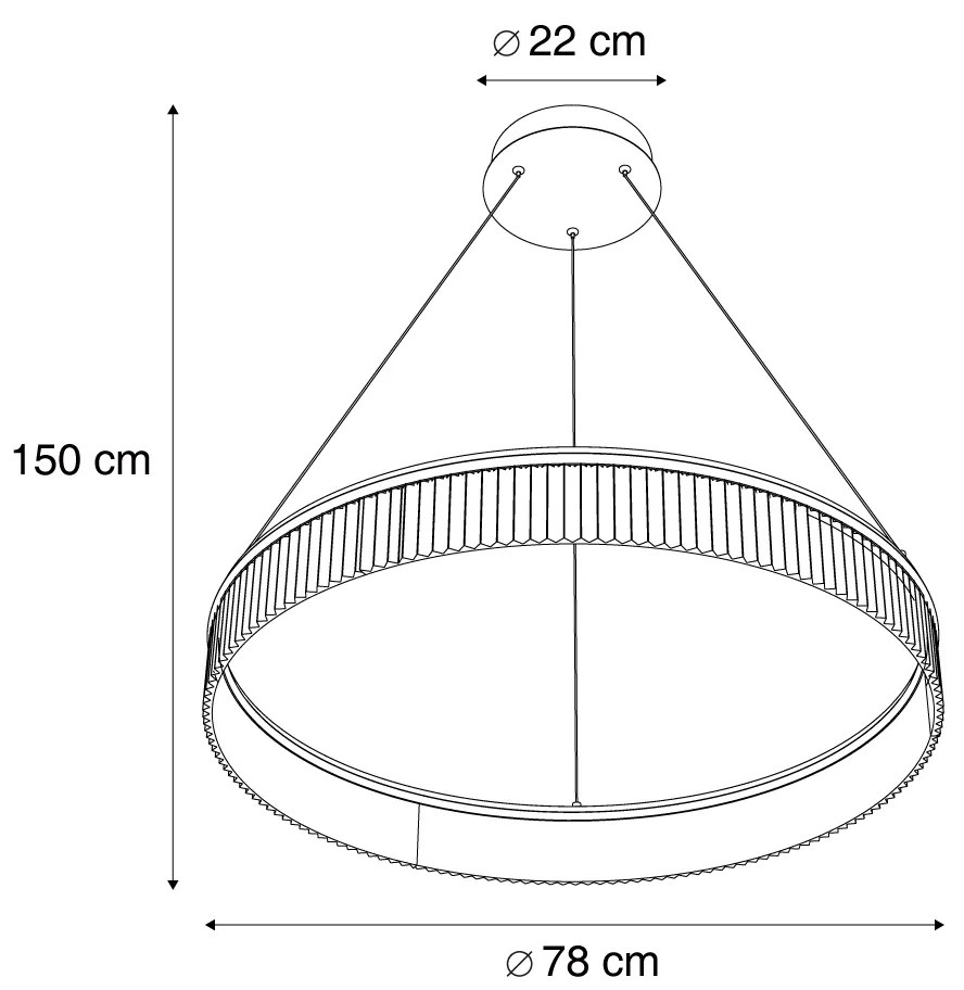 Candeeiro suspenso moderno latão 78cm incl. LED regulável em 3 níveis - Anello Chandelier Moderno