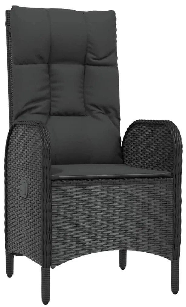 9 pcs conjunto de jantar p/ jardim c/ almofadões vime PE preto